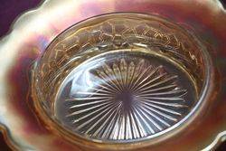 Carnival Glass Covered Bowl  