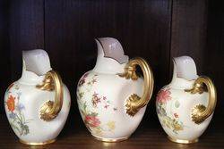 Set Of 3 Royal Worcester Graduated Hand Painted Jugs  