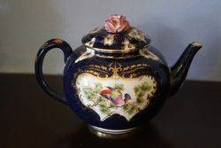 Royal Worcester Blue Scale Ground Teapot Signed, C Johnson 