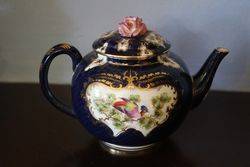 Royal Worcester Blue Scale Ground Teapot Signed C Johnson 