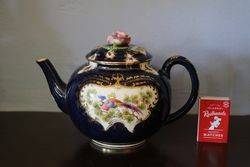 Royal Worcester Blue Scale Ground Teapot Signed C Johnson 