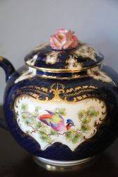 Royal Worcester Blue Scale Ground Teapot Signed C Johnson 