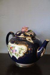 Royal Worcester Blue Scale Ground Teapot Signed C Johnson 