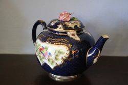 Royal Worcester Blue Scale Ground Teapot Signed C Johnson 