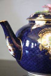 Royal Worcester Blue Scale Ground Teapot Signed C Johnson 