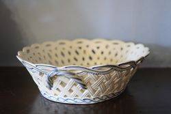 A Ealy Pierced Blue + White China Basket Most Probably Bristol  