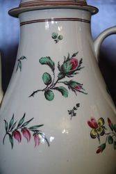 Worcester Coffee Pot + Cover Painted with Sprays of Pink + Yellow Flowers 