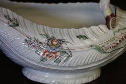 Rare and Early Worcester Polychrome LeafShaped Sauce Boat 