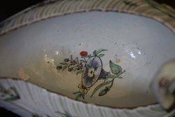 Rare and Early Worcester Polychrome LeafShaped Sauce Boat 