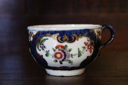 Worcester Tea Cup + Saucer Painted Polychrome Flower  C1775 