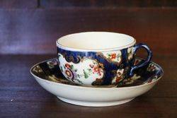 Worcester Tea Cup + Saucer Painted Polychrome Flower  C1775 