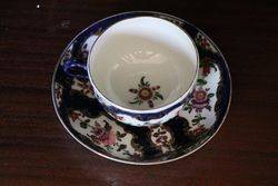 Worcester Tea Cup + Saucer Painted Polychrome Flower  C1775 