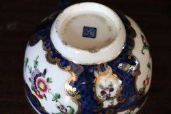 Worcester Tea Cup + Saucer Painted Polychrome Flower  C1775 