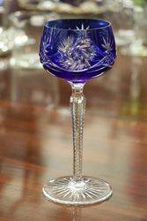 Set Of  8 Fine Cup Blue Bohemian Wine Glasses  