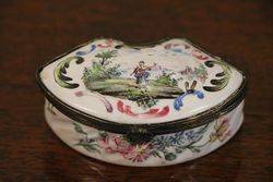Antique C19th French Veuve Perrin Faience Snuff Trinket Box  #