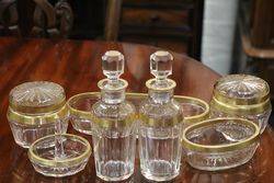 7 Pieces French Cut Glass Dressing Table Set  