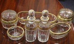 7 Pieces French Cut Glass Dressing Table Set  