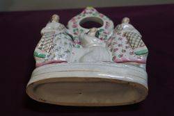 Antique Staffordshire 3 Graces Pocket Watch Holder  