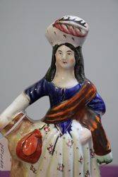 Antique Staffordshire Figure Of a Shepherdess  