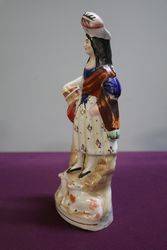 Antique Staffordshire Figure Of a Shepherdess  