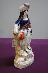 Antique Staffordshire Figure Of a Shepherdess  