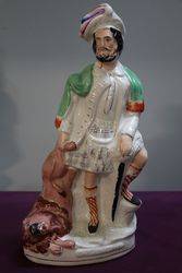 Antique Staffordshire Figurine Of The Lion Slayer  #