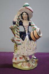 Antique Staffordshire Shepherdess Figure #