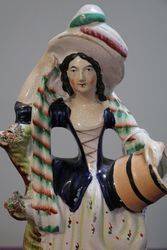Antique Staffordshire Shepherdess Figure 
