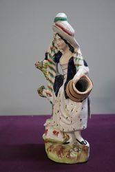 Antique Staffordshire Shepherdess Figure 