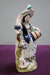 Antique Staffordshire Shepherdess Figure 