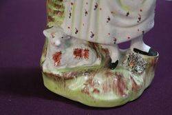 Antique Staffordshire Shepherdess Figure 