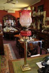 A Genuine Late Victorian Ruby Glass Banquet Lamp 