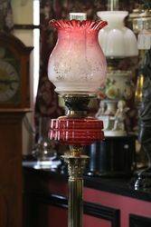 A Genuine Late Victorian Ruby Glass Banquet Lamp 