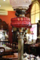 A Genuine Late Victorian Ruby Glass Banquet Lamp 