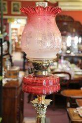 A Genuine Late Victorian Ruby Glass Banquet Lamp 