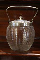 Glass + Plated Biscuit Barrel C1920 #