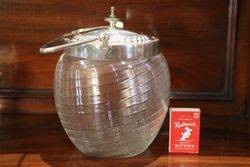 Glass + Plated Biscuit Barrel C1920 