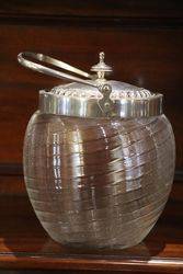 Glass + Plated Biscuit Barrel C1920 