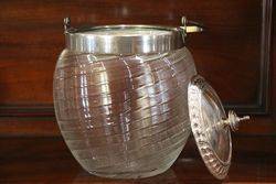 Glass + Plated Biscuit Barrel C1920 