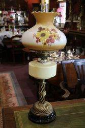 Late Victorian Oil Lamp With Painted Shade