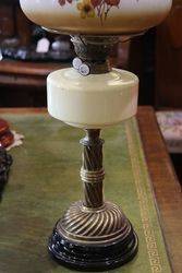 Late Victorian Oil Lamp With Painted Shade