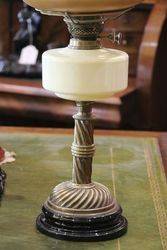 Late Victorian Oil Lamp With Painted Shade