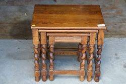 Period Nest of 3 Oak Barley Twist Tables 