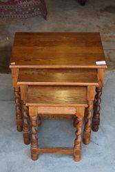 Nest of 3 Oak Barley Twist Tables 