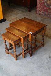 Nest of 3 Oak Barley Twist Tables 