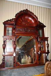 Large Victorian Shell Top Wallnut Overmantle Mirror English C1885