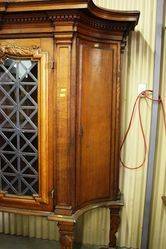 Pair Of Large And Rare Welsh Oak Bookcases With Lead Light Panels