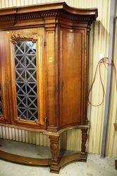 Pair Of Large And Rare Welsh Oak Bookcases With Lead Light Panels