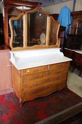 French Oak Marble Top Dressing Chest.