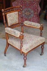 Edwardian Open Arm Walnut Bedroom Chair. #